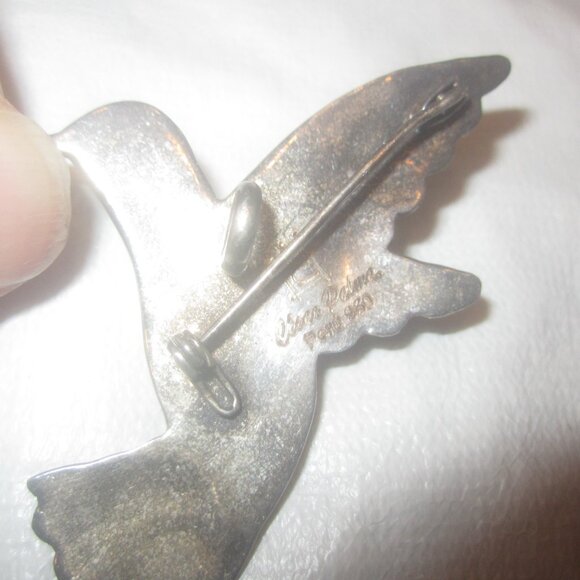 VTG STERLING SILVER HUMMINGBIRD BROOCH/PENDANT MARKED PERU 950 - Picture 3 of 5